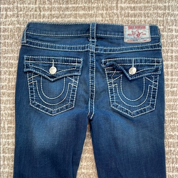 Women’s TRUE RELIGION Bootcut Distressed Blue Jeans Sz 30 - Picture 8 of 8